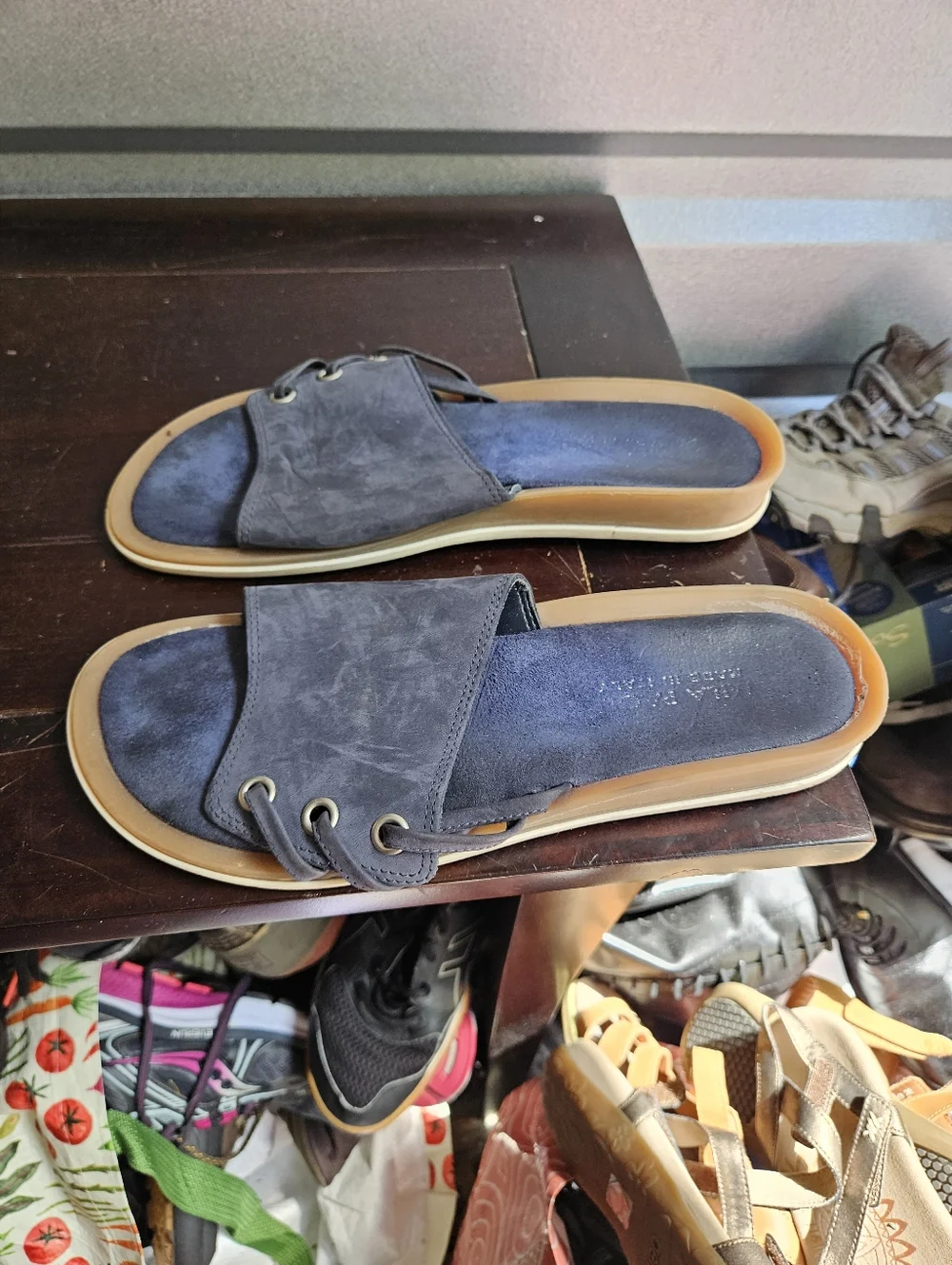 Mia Paoli Womens Sandals Blue Suede Made in Italy Size 9 - Picture 4 of 6